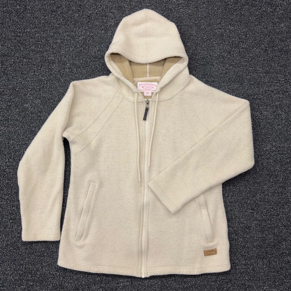 Filson‎ Full Zip Wool Blend Hoodie Cream Oatmeal Knit Jacket 21005 Large Canada